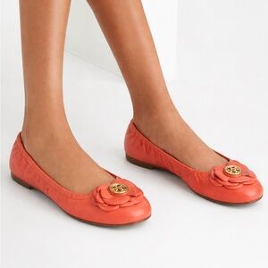 Tory Burch Samba Orange Blossom Flats